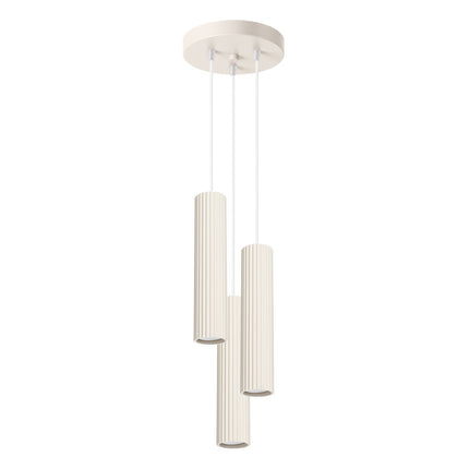 Suspension Oslo 3P en aluminium nervuré beige, détail des câbles de suspension