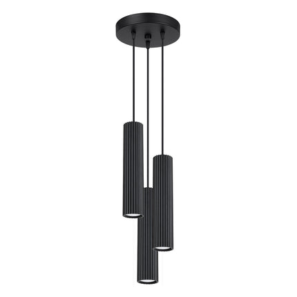 Suspension Oslo 3P en aluminium nervuré noir, détail des câbles de suspension