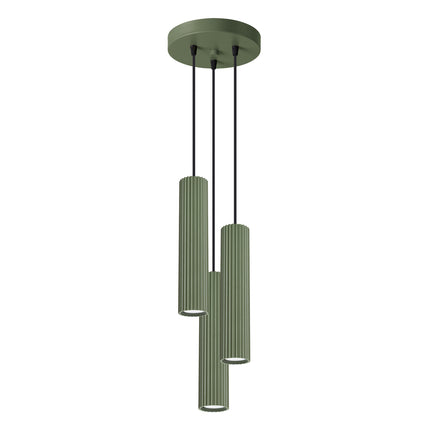 Suspension Oslo 3P en aluminium nervuré vert, vue de profil de la composition verticale
