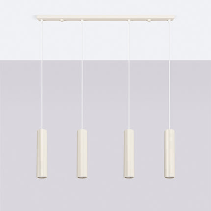 Suspension Oslo 4 cylindres en ligne beige, vue en situation sur fond clair
