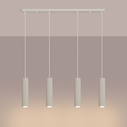 Suspension Oslo 4 cylindres en ligne beige, lumière allumée
