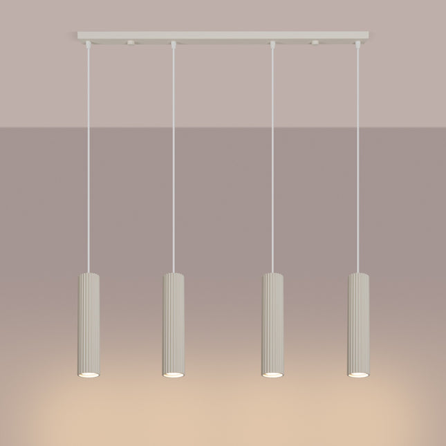 Suspension Oslo 4 cylindres en ligne beige, lumière allumée