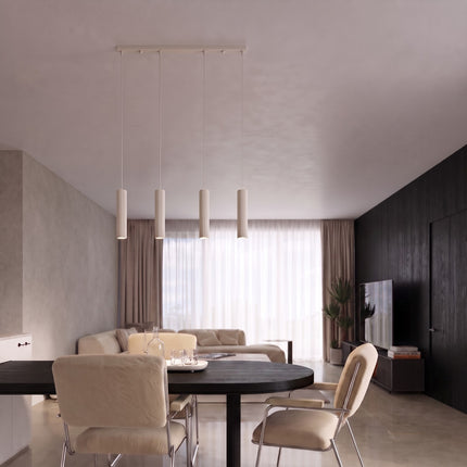 Suspension Oslo 4 cylindres en ligne beige dans une pièce à vivre