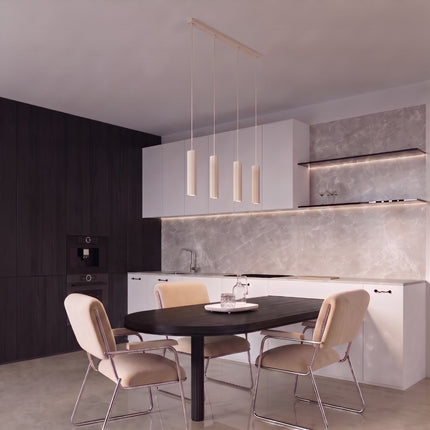 Suspension Oslo 4 cylindres en ligne beige au-dessus d'un plan de travail
