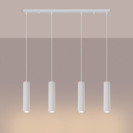Suspension Oslo 4 cylindres en ligne blanc, lumière allumée