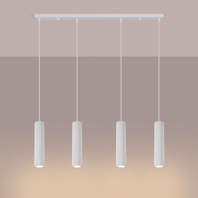 Suspension Oslo 4 cylindres en ligne blanc, lumière allumée