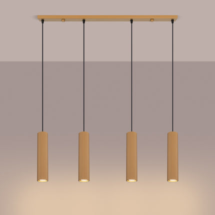 Suspension Oslo 4 cylindres en ligne or, lumière allumée