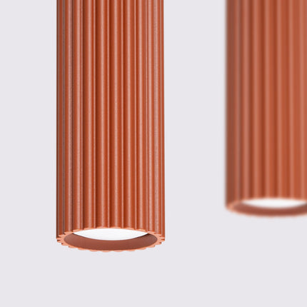 Suspension Oslo 4 cylindres en ligne rouge ocre, vue de détail