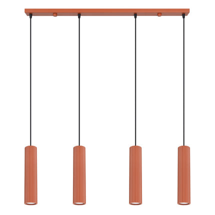 Suspension Oslo 4 cylindres en ligne rouge ocre, packshot sur fond blanc