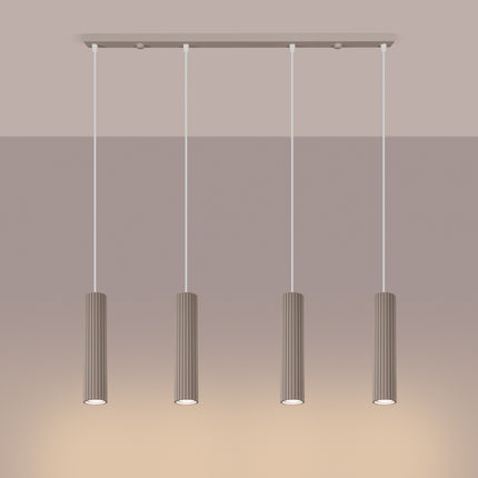 Suspension Oslo 4 cylindres en ligne taupe, lumière allumée