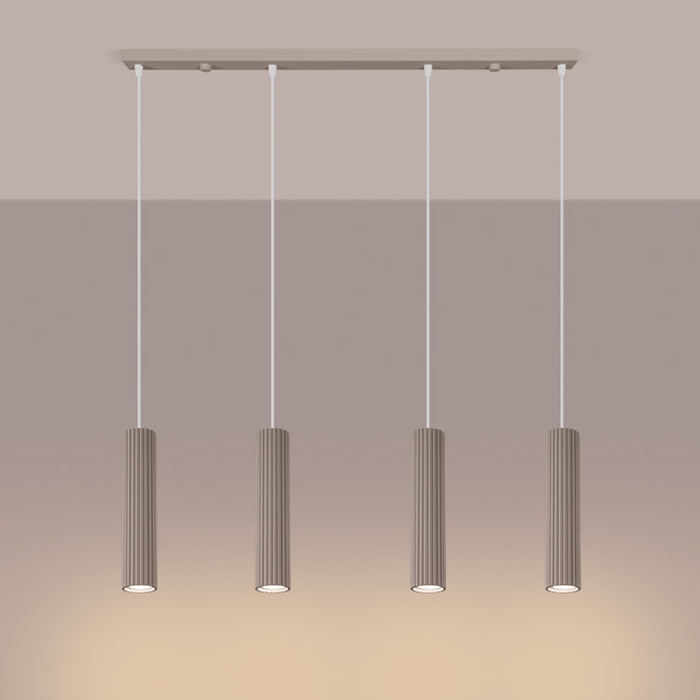 Suspension Oslo 4 cylindres en ligne taupe, lumière allumée