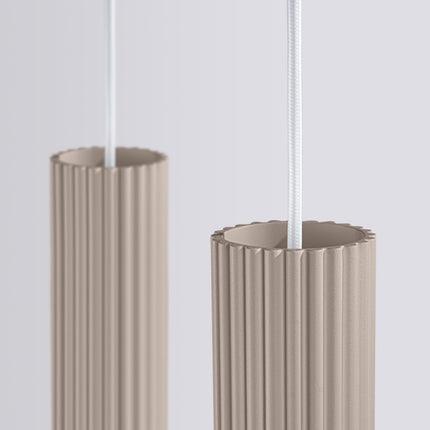 Suspension Oslo 4 cylindres en ligne taupe, détail de la fixation
