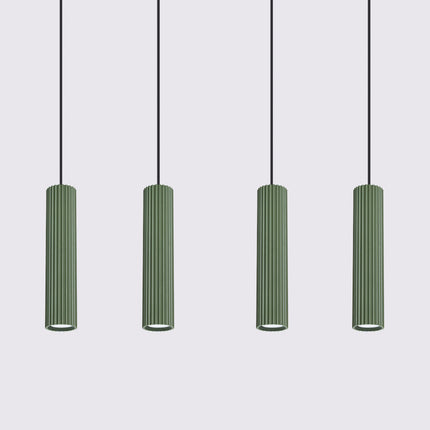 Suspension Oslo 4 cylindres en ligne vert olive, détail des cannelures