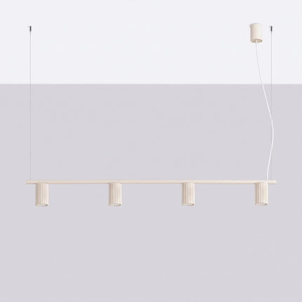 Suspension Oslo Poutre 4 Cylindres 122 cm en Aluminium Cannelé Beige, vue en situation