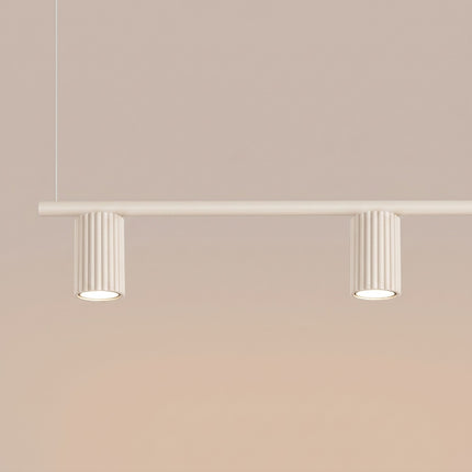 Suspension Oslo Poutre 4 Cylindres 122 cm en Aluminium Cannelé Beige, vue de détail
