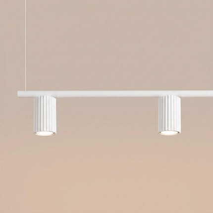 Suspension Oslo Poutre 4 Cylindres 122 cm en Aluminium Cannelé Blanche, vue de détail
