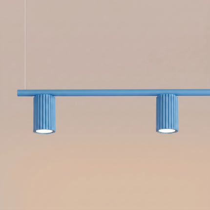 Suspension Oslo poutre 4 cylindres 122 cm bleu ciel, vue de détail