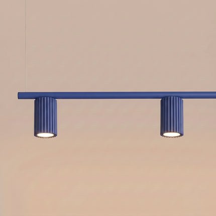 Suspension Oslo poutre 4 cylindres 122 cm bleu outremer, vue de détail