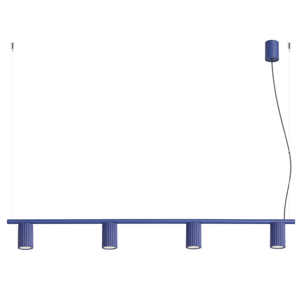 Suspension Oslo poutre 4 cylindres 122 cm bleu outremer, packshot sur fond blanc