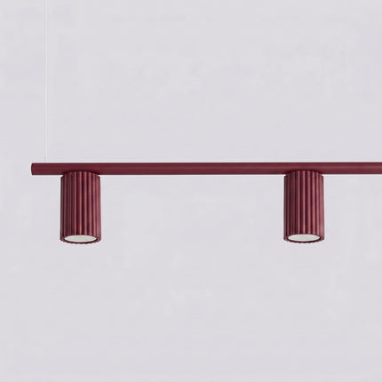 Suspension Oslo poutre 4 cylindres 122 cm bordeaux, packshot de trois quarts