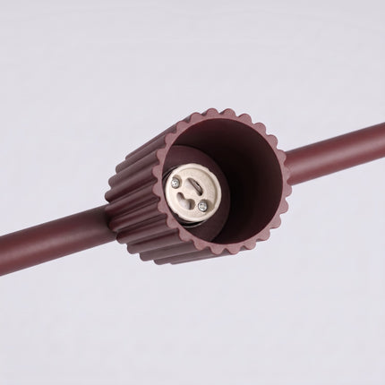 Suspension Oslo poutre 4 cylindres 122 cm bordeaux, détail des cannelures