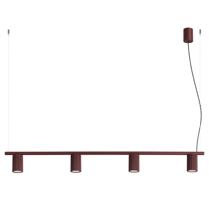 Suspension Oslo poutre 4 cylindres 122 cm bordeaux, packshot sur fond blanc