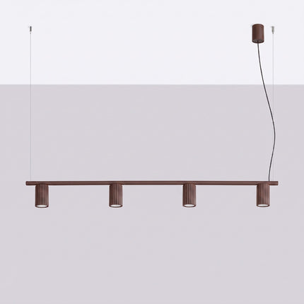 Suspension Oslo poutre 4 cylindres 122 cm brun chocolat, vue en situation sur fond clair