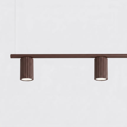 Suspension Oslo poutre 4 cylindres 122 cm brun chocolat, packshot de trois quarts