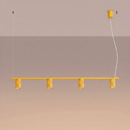Suspension Oslo poutre 4 cylindres 122 cm jaune ambré, lumière allumée