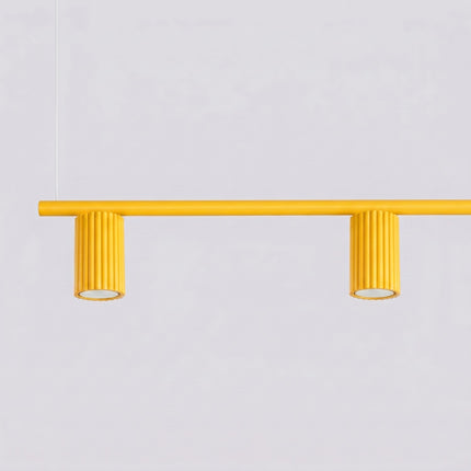 Suspension Oslo poutre 4 cylindres 122 cm jaune ambré, packshot de trois quarts