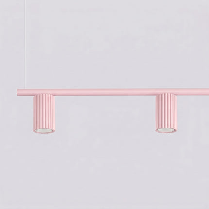 Suspension Oslo poutre 4 cylindres 122 cm rose poudré, packshot de trois quarts