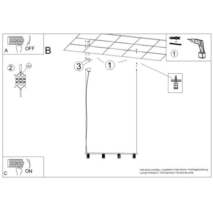 Notice de montage du modèle suspension oslo poutre 4 cylindres 122 cm rose poudré