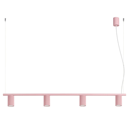 Suspension Oslo poutre 4 cylindres 122 cm rose poudré, packshot sur fond blanc
