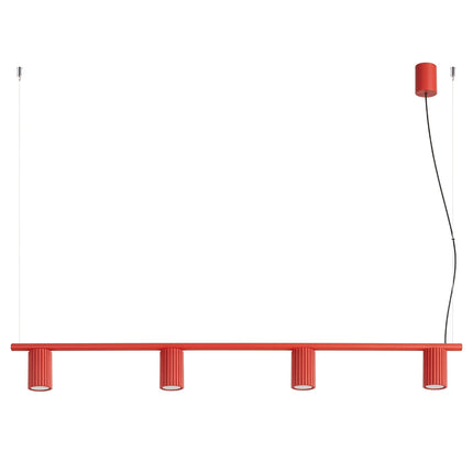 Suspension Oslo poutre 4 cylindres 122 cm rouge vif, packshot sur fond blanc