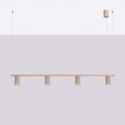 Suspension Oslo poutre 4 cylindres 122 cm taupe, vue en situation sur fond clair