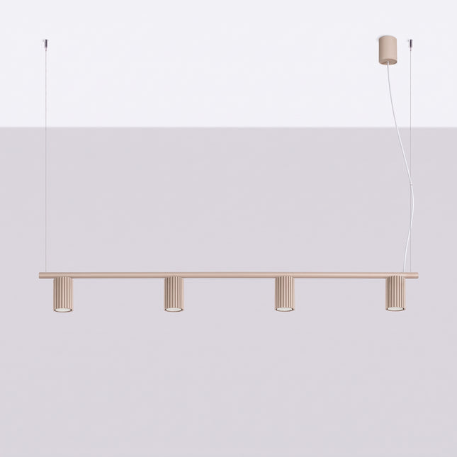 Suspension Oslo poutre 4 cylindres 122 cm taupe, vue en situation sur fond clair