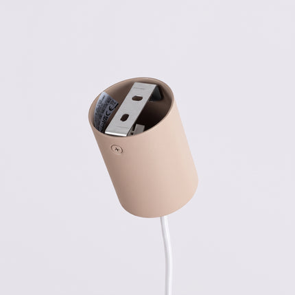 Suspension Oslo poutre 4 cylindres 122 cm taupe, détail de la fixation