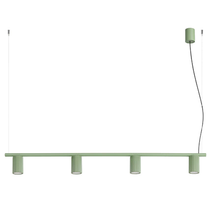 Suspension Oslo poutre 4 cylindres 122 cm vert sauge, packshot sur fond blanc