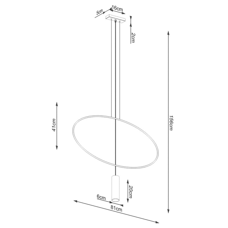 Dimensions Lámpara colgante ovalada de acero 1 negra