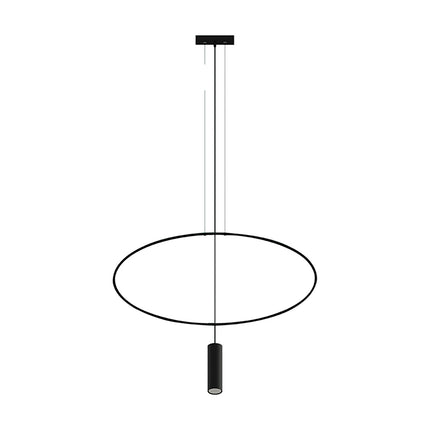 Suspension ovale filaire noire à 1 spot GU10 pendant, vue d'ensemble sur fond blanc