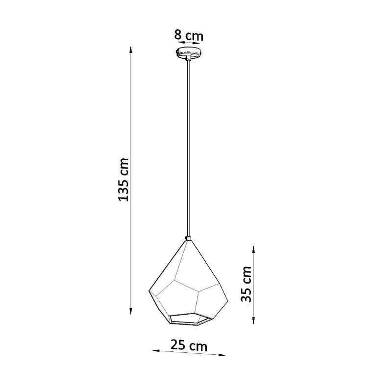 Dimensions Hängeleuchte Pavlus aus weißer Keramik, facettierte Rautenform
