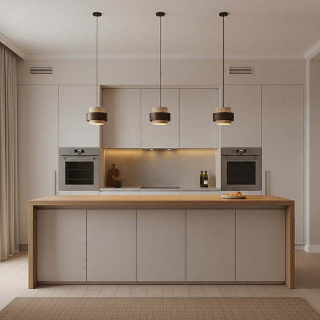 Suspension Rétro Bois et Pierre LED