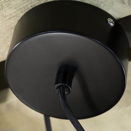 Base plafond ronde noire et cable textile de la suspension Pittsburgh