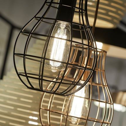 Gros plan sur l'ampoule filament visible dans la cage Pittsburgh