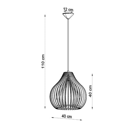 Schéma de cotes de la suspension Poire en Bois, 40 x 40 x 110 cm