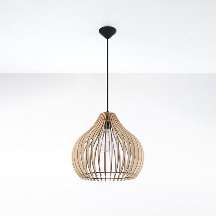 Suspension Poire en Bois suspendue au plafond, éteinte