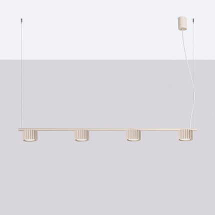 Suspension poutre 4 spots Aura beige, vue en situation