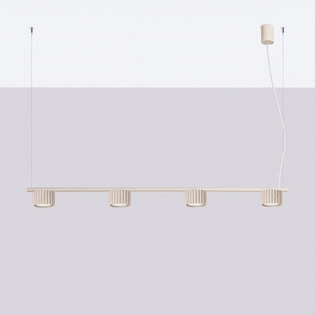Suspension poutre 4 spots Aura beige, vue en situation