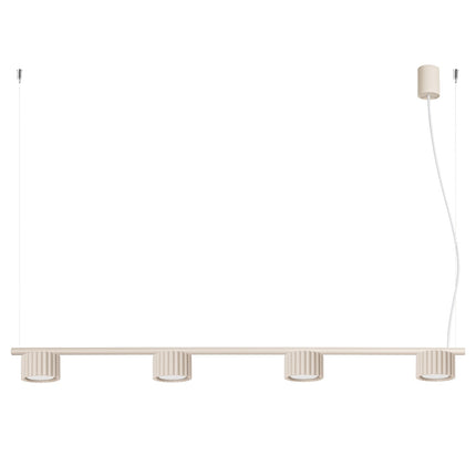Suspension poutre 4 spots Aura beige, packshot sur fond blanc