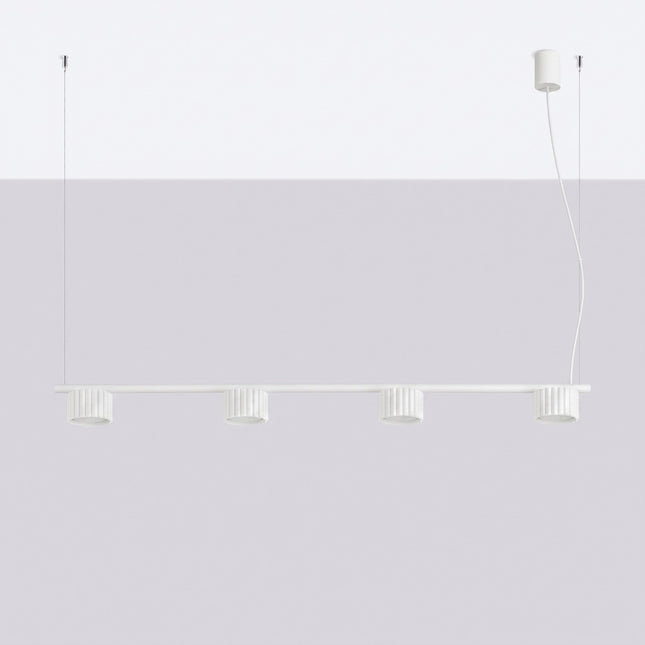 Suspension poutre 4 spots Aura blanc, vue en situation